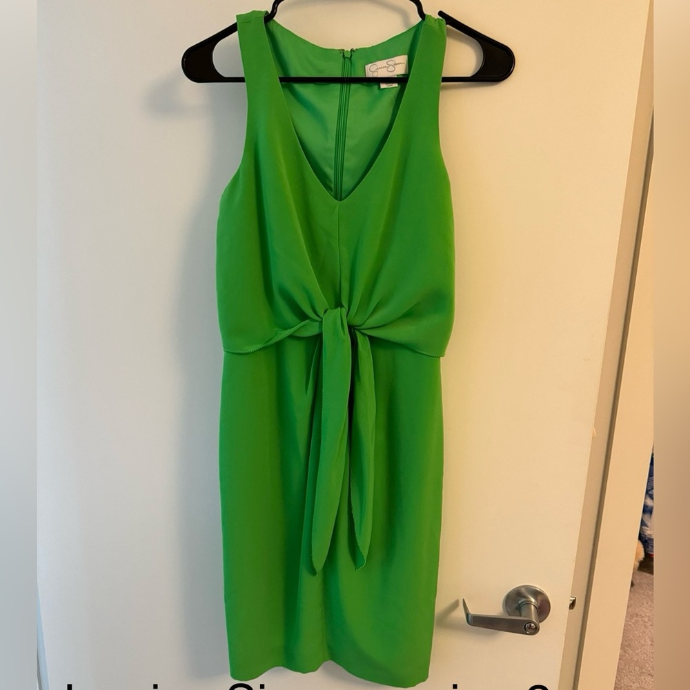 Jessica Simpson Vibrant Green Tie-Front Midi Dress